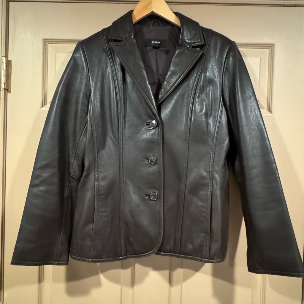 Alfani Dark Dark Brown Leather Jacket